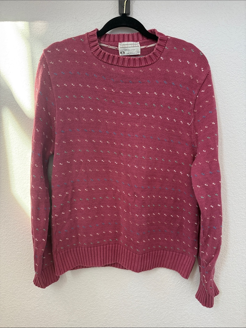 Lord Jeff Vintage Crewneck Sweater in Dusty Rose- Size L